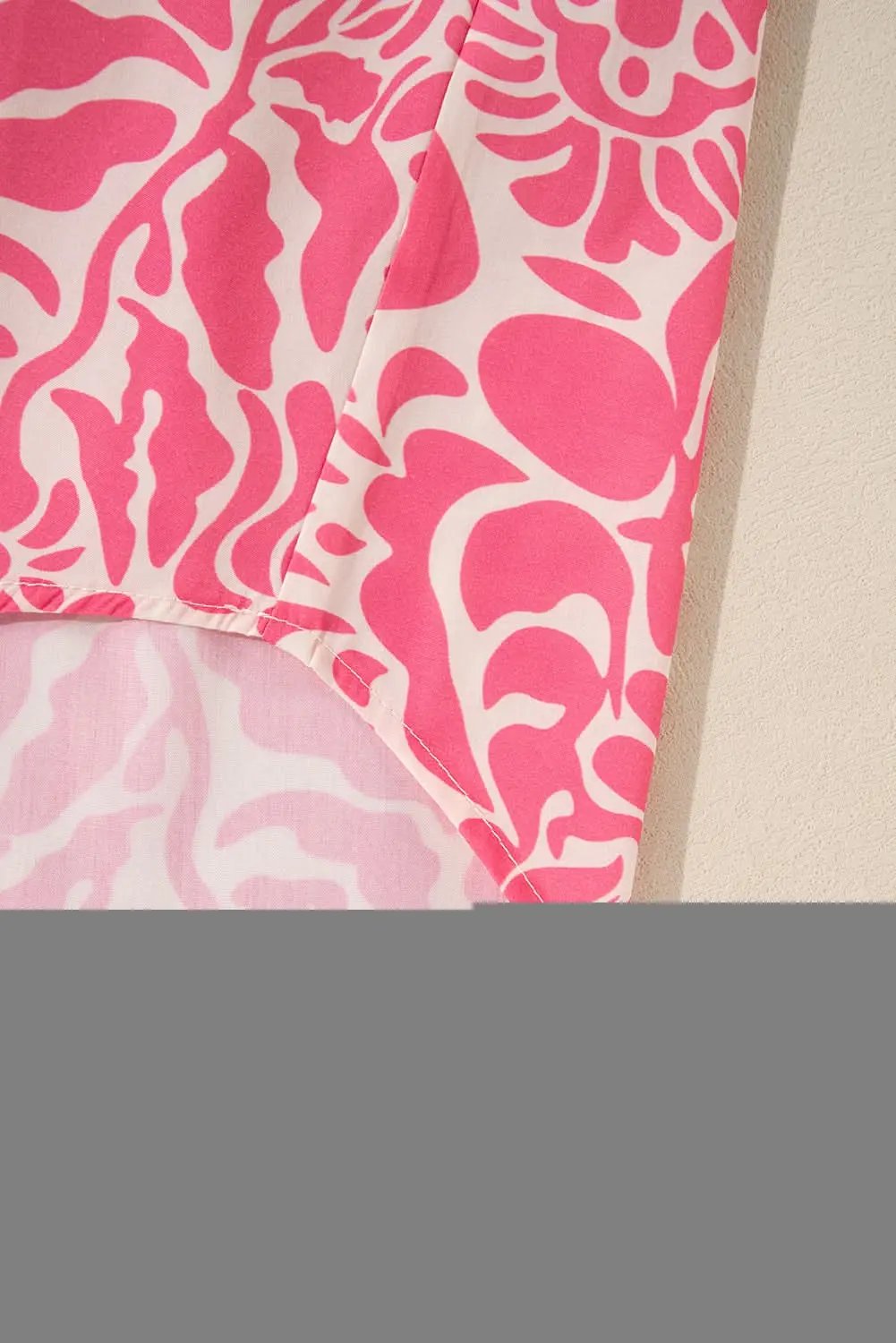 Pink Plus Size Floral Print Frilled Neck Puff Sleeve Top - Love Salve